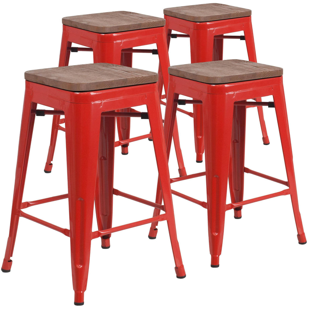 Orange 4 Pk Metal Counter Height Stool O895841