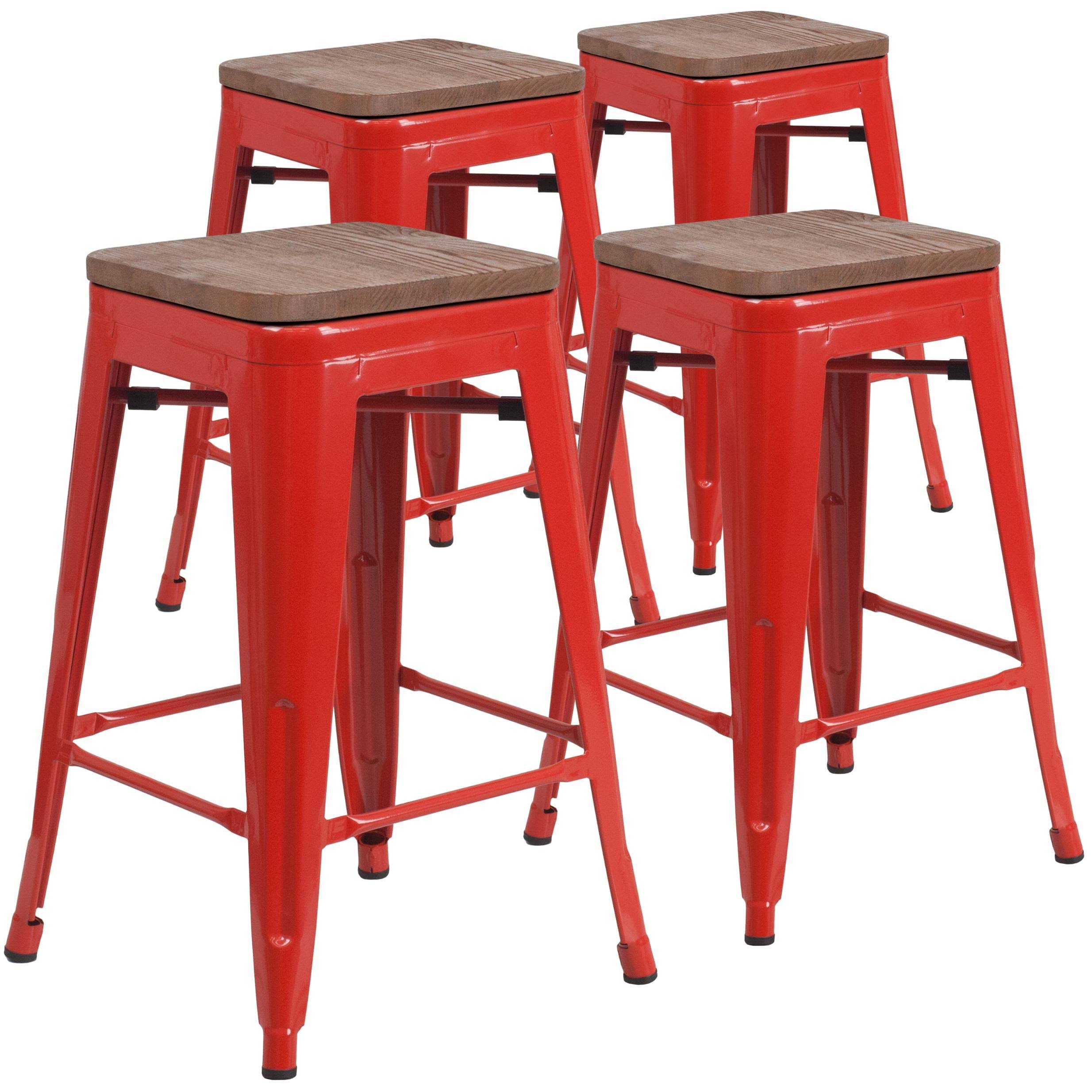Orange 4 Pk Metal Counter Height Stool O895841