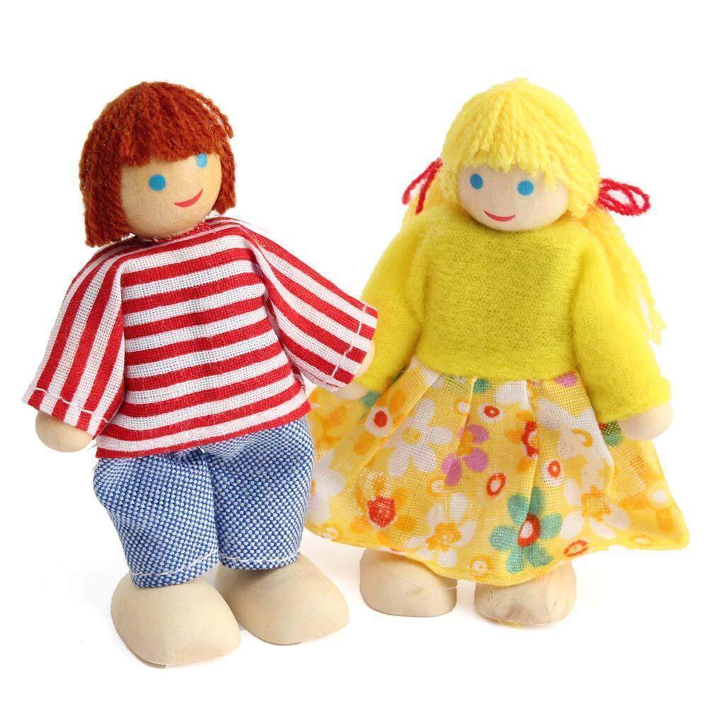 Wooden Dolls Playset Set of 4 People with Dog R84215