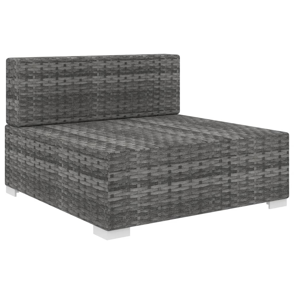 Gray Poly Rattan Sectional Middle Seat with Cushions R7599