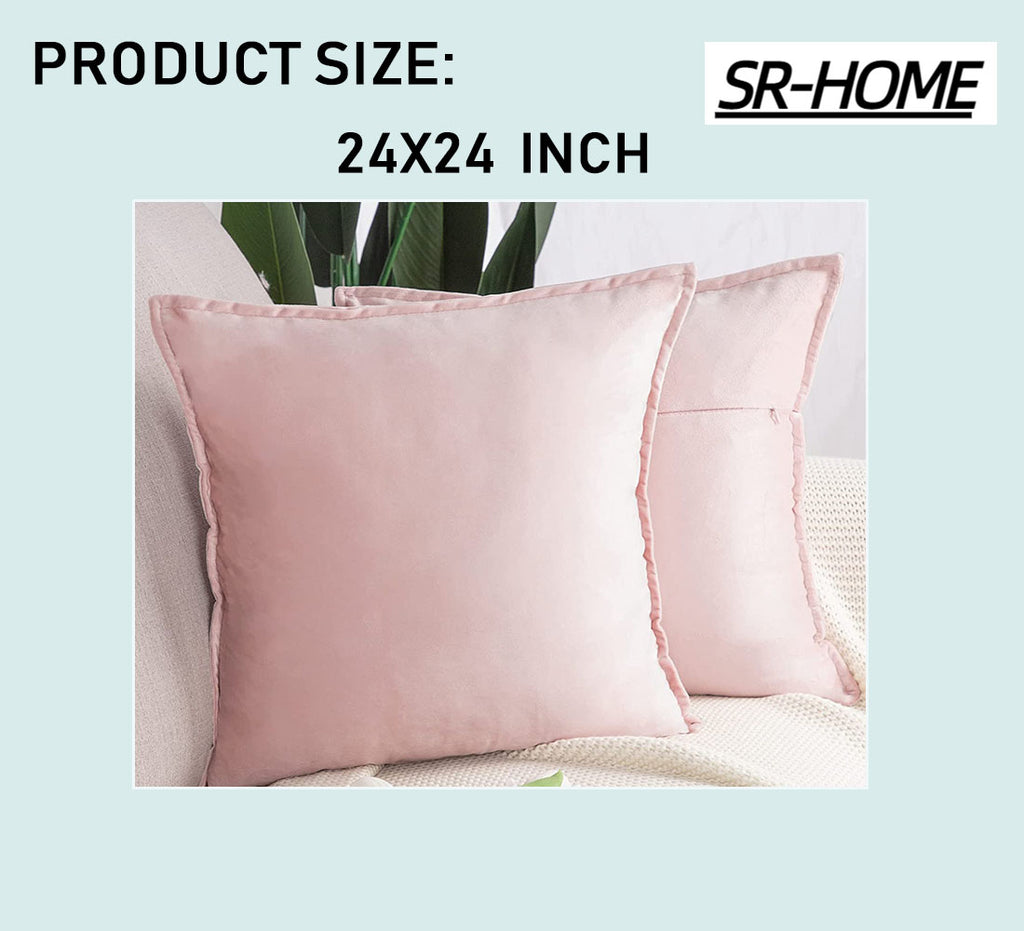 Set of 2 Velvet Decorative Throw Pillow Covers with Fringe Cushion Case D597