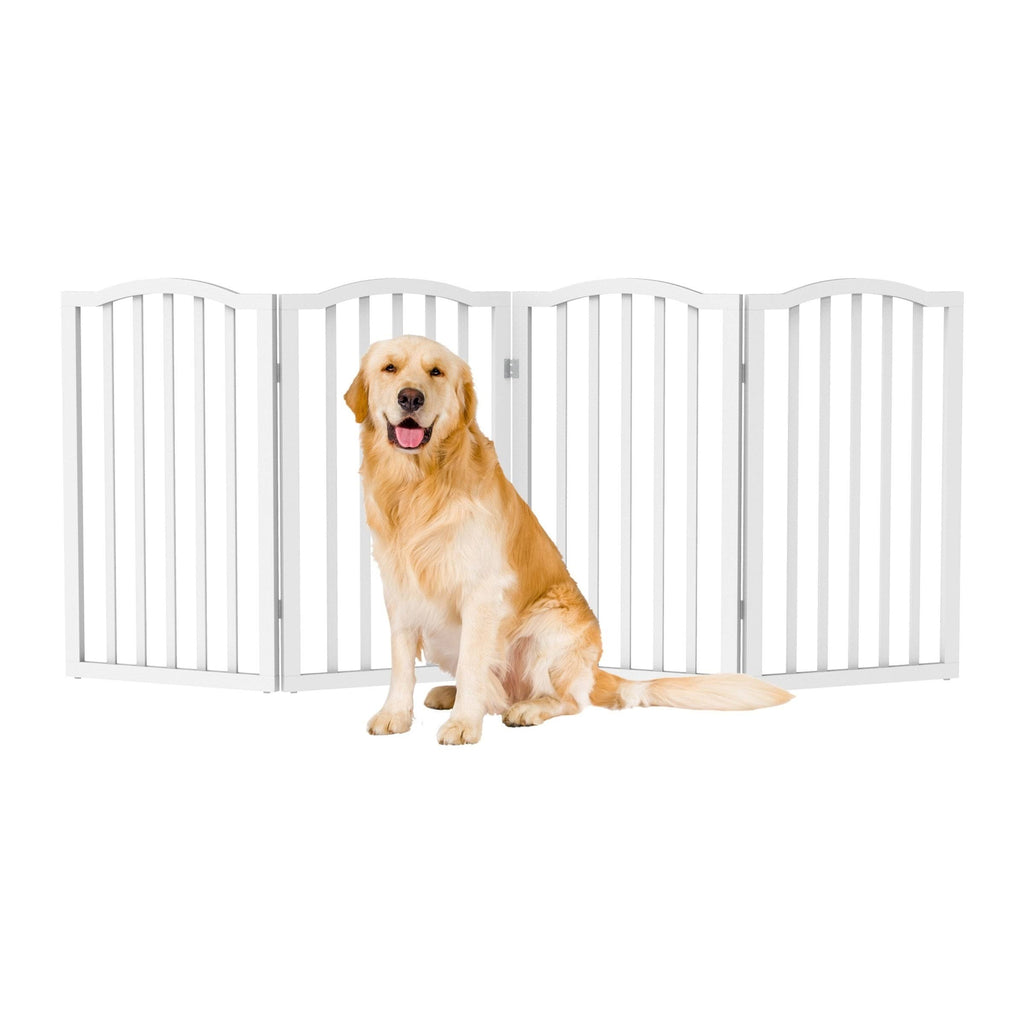 Freestanding 4-Panel Pet Gate Brown T3973