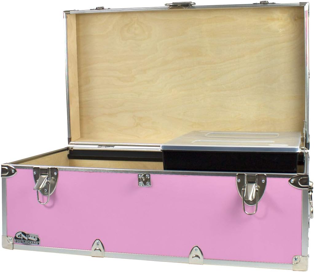 Footlockers Storage Chest with Organizer Tray, 32 x 18 x 13.5 Inches, Hot Pink L378695