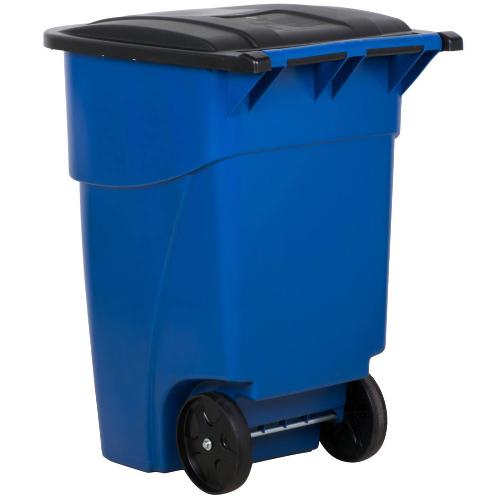 Blue 50 Gallon Recycling Rollout Container with Lid B569088