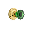 Crystal Emerald Glass Door Knob in Unlaquered Brass H687148