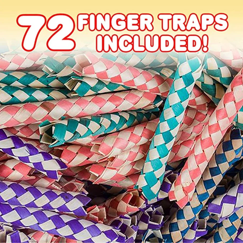 Classic Chinese Bamboo Finger Traps, Pack of 72, Assorted Colors S3881
