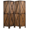 Brown 4 Panels Folding Wooden Room Divider S251