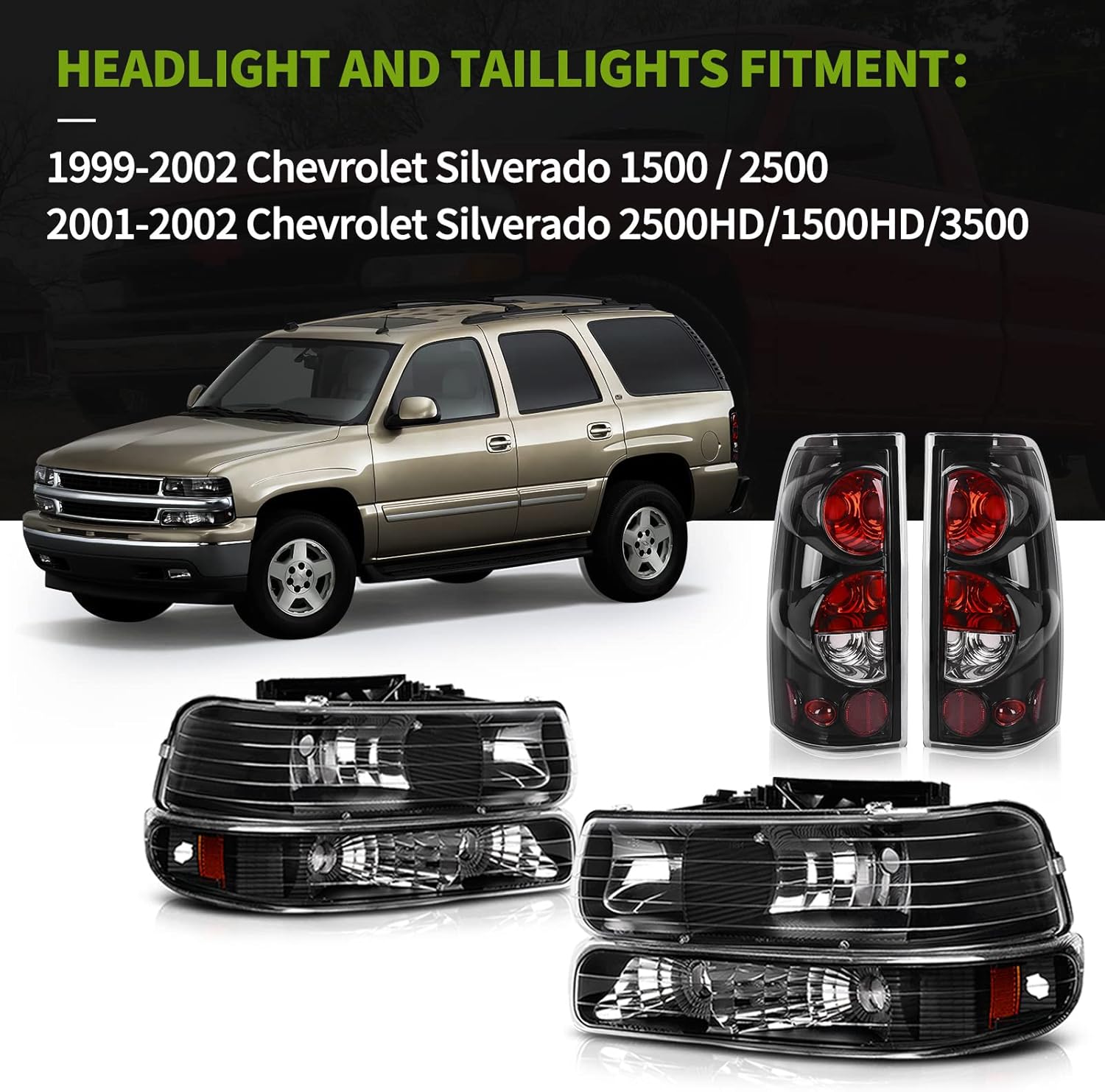 Headlight Assembly and Taillights for Chevy Silverado 1500 2500 A99040