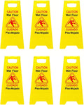 12 Packs 2-Sided Bilingual Caution Wet Floor Sign Y856