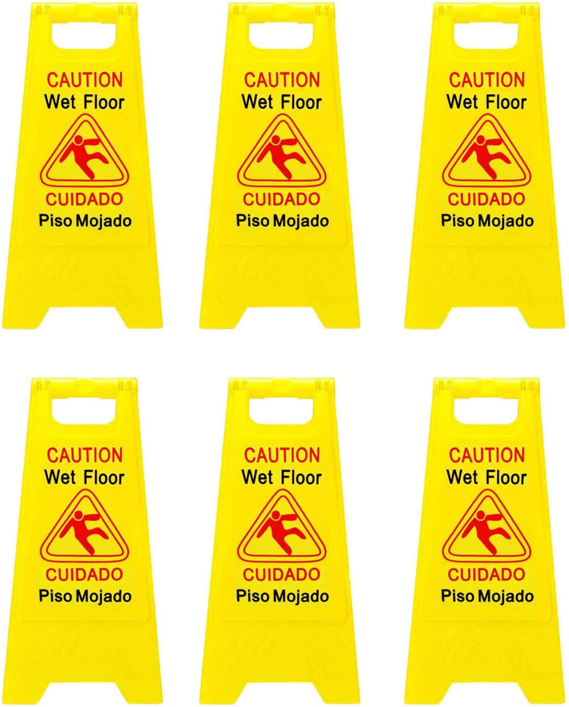 12 Packs 2-Sided Bilingual Caution Wet Floor Sign Y856