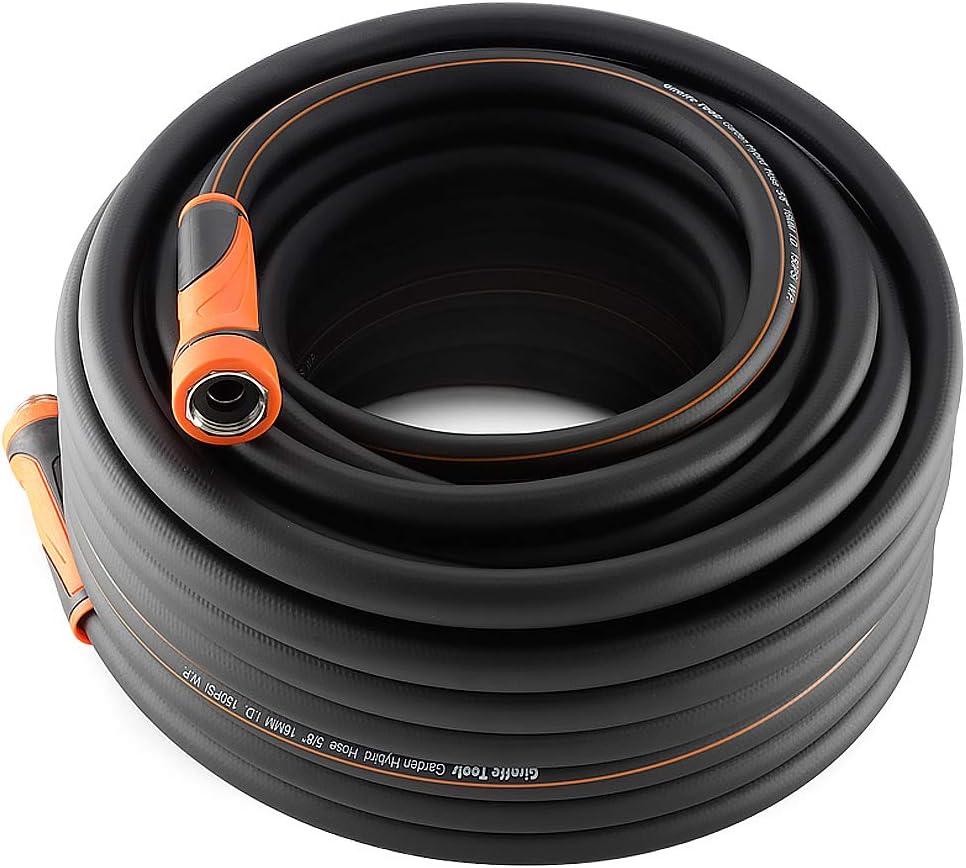 Hybrid Garden Hose 5/8" x 100ft, Heavy Duty, Flexible, Lightweight Water Hose with Grip Handle, Male to Female Fittings Pack of 2 U124728