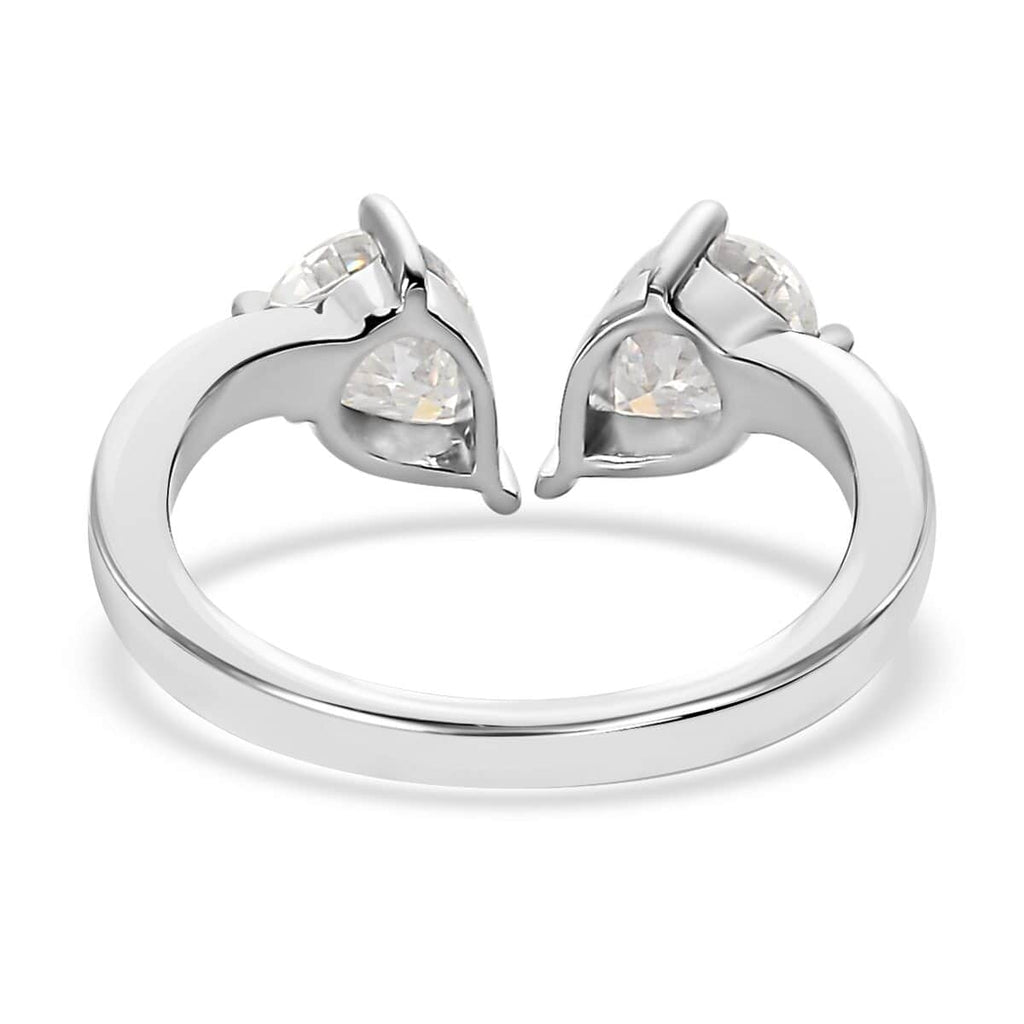 Moissanite Pear 10K White Gold Bypass Openable Tear Drop Ring Size 8 Ct 1.15 D850