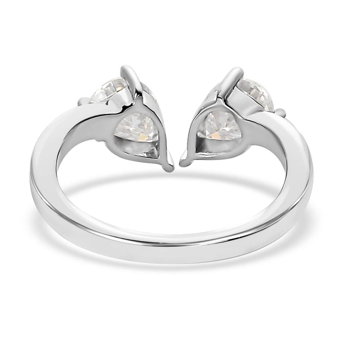 Moissanite Pear 10K White Gold Bypass Openable Tear Drop Ring Size 8 Ct 1.15 D850