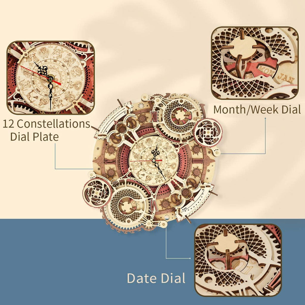3D Wooden Puzzles Clock DIY 168 PCS Mechanical Model Kits Z821595