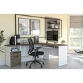 Walnut Gray/White L-Shaped Desk J541