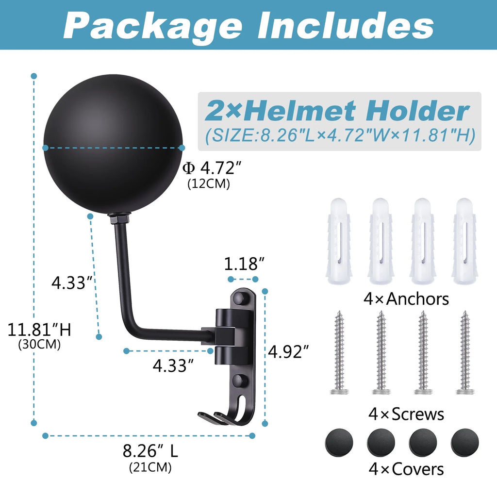 Black 2-Pack Helmet Holder Wall Mount with 2 Hooks L886