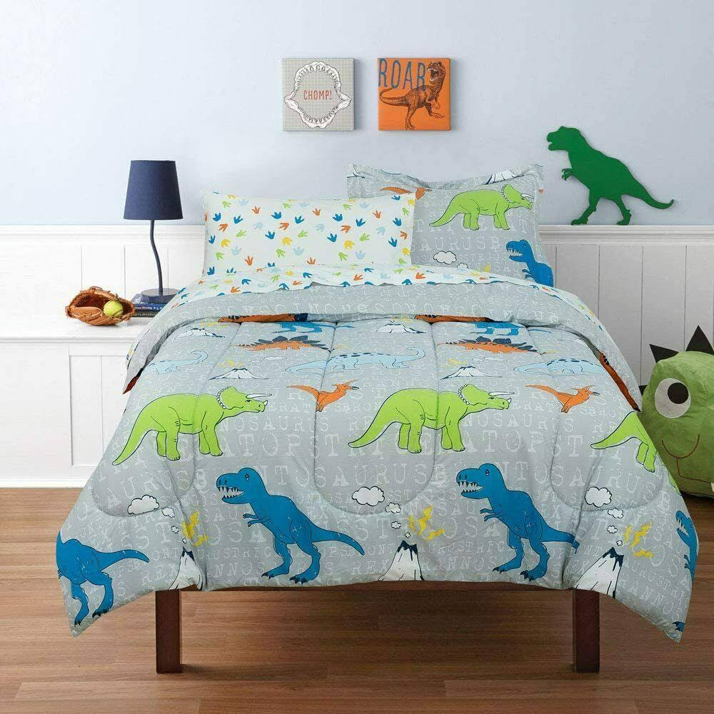 Twin Grey Dinosaur Bed in A Bag A199635