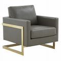 Grey & Gold Upholstered Leather Accent Armchair V4770