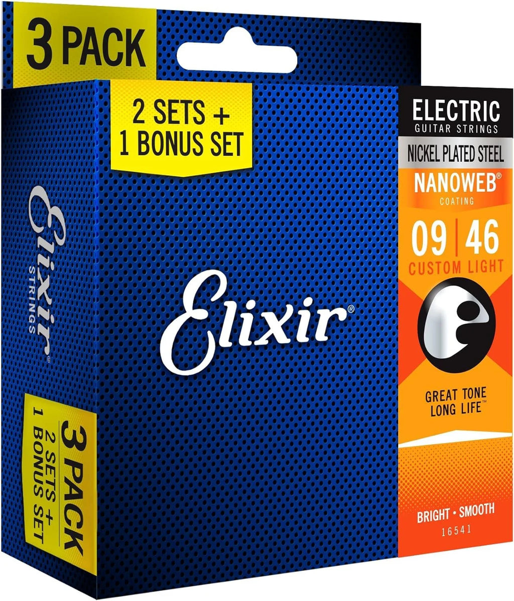 Set of 3 Nickel Plated Steel Electric Guitar Strings X59416