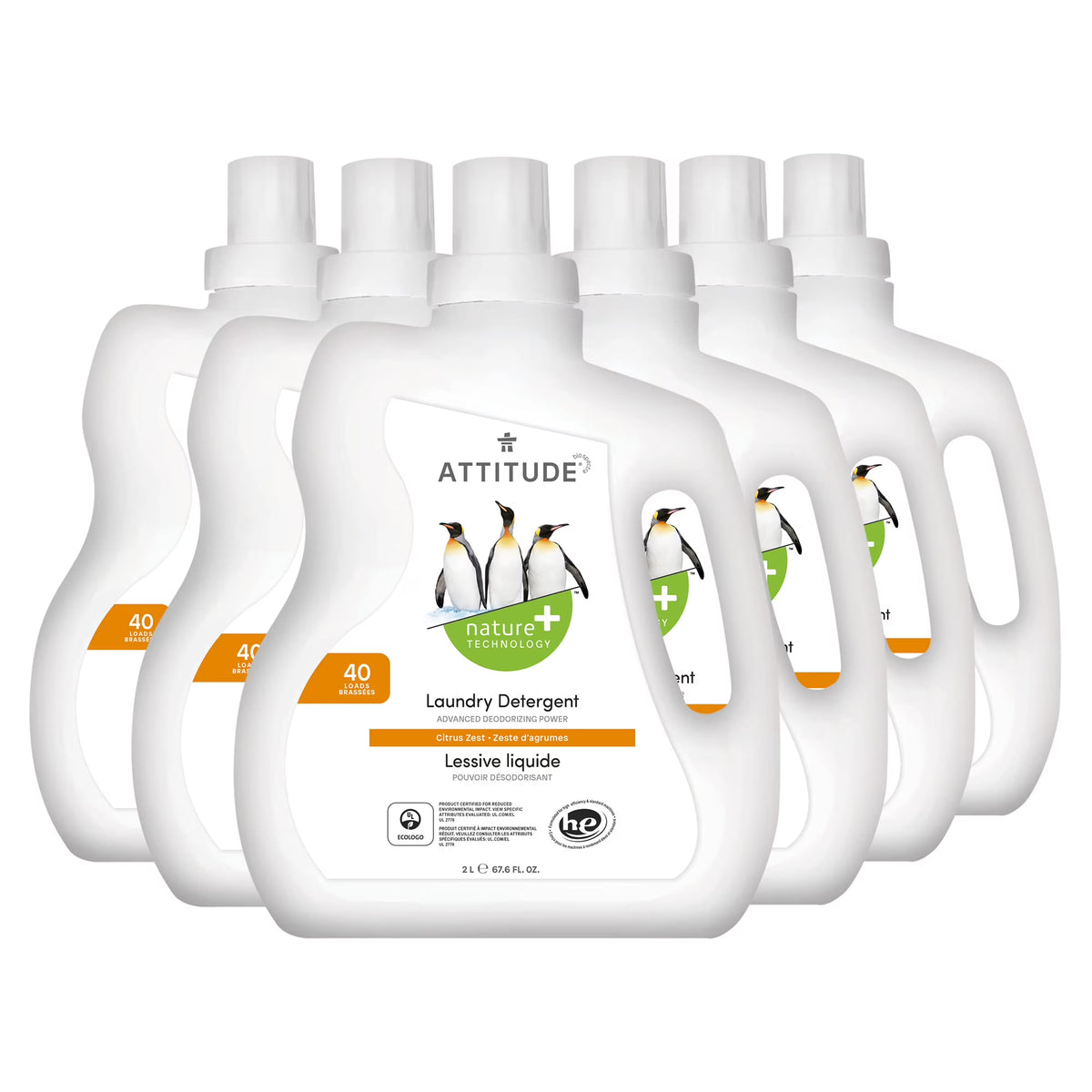 Citrus Zest Laundry Detergent, 40 Loads, 67.6 Fl Oz (Pack of 6) N474