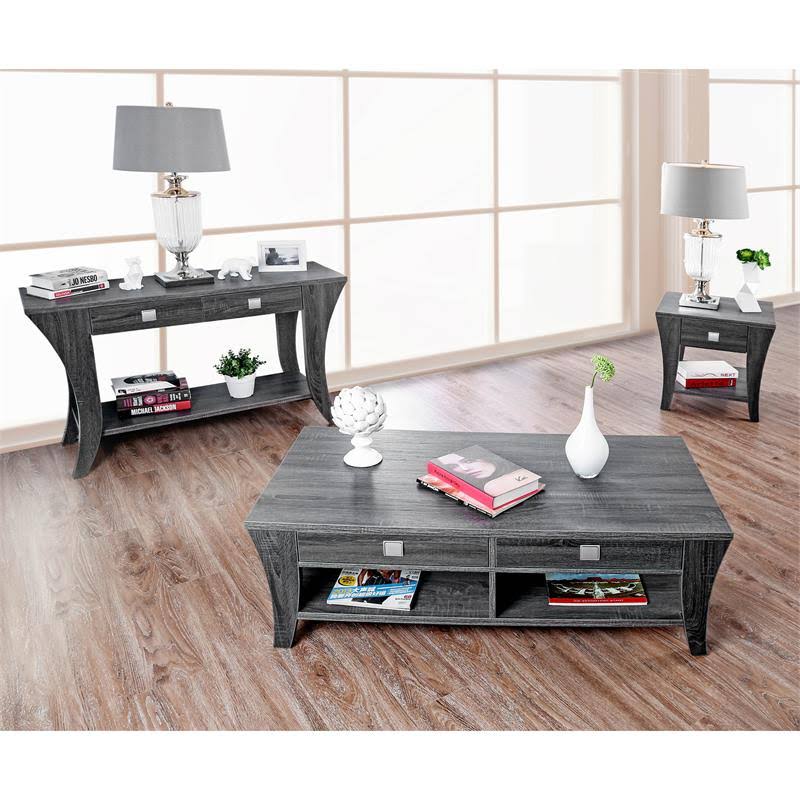 Gray 1-Drawer Wood End Table N109310