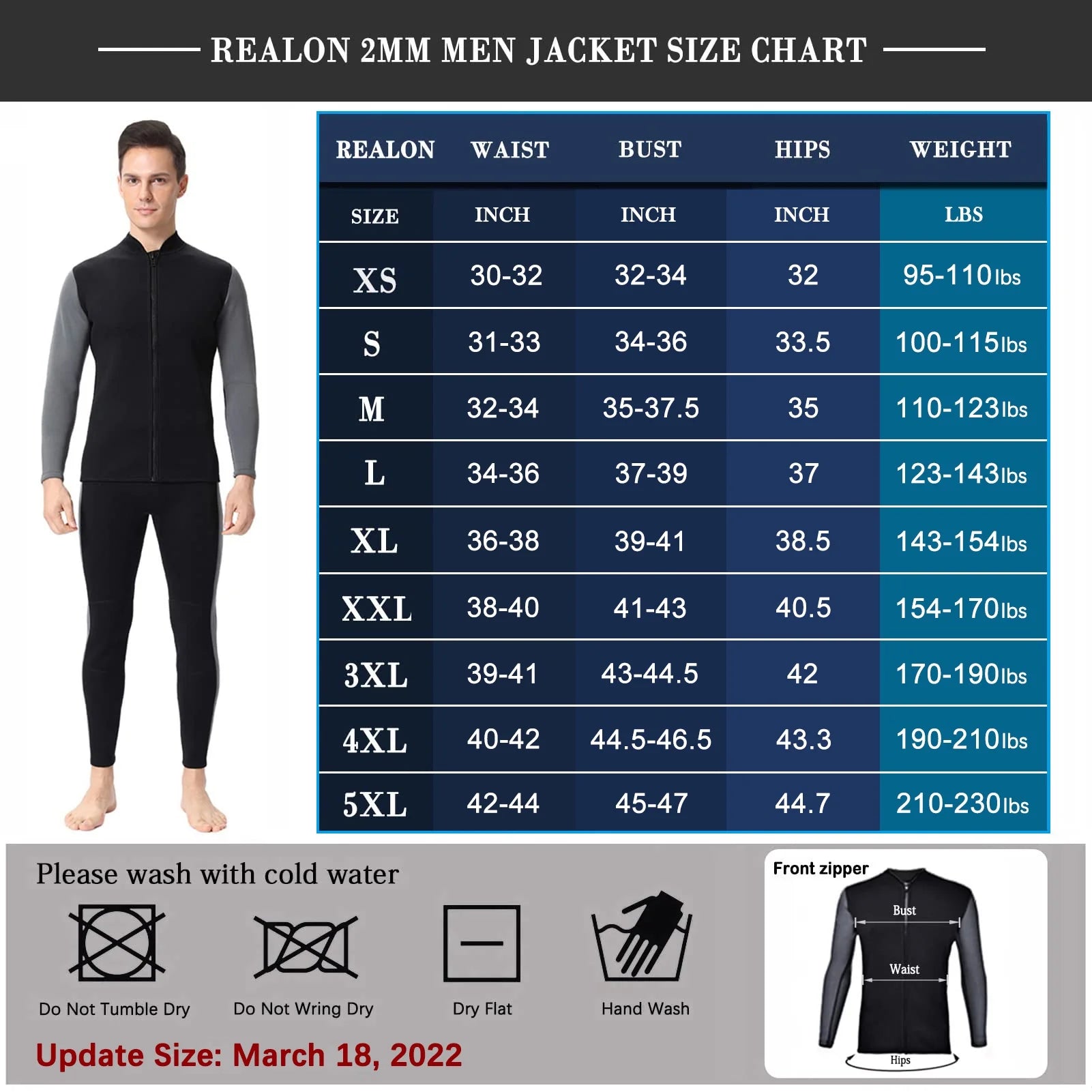 2mm Neoprene Long Sleeve Wetsuit Jacket S89000