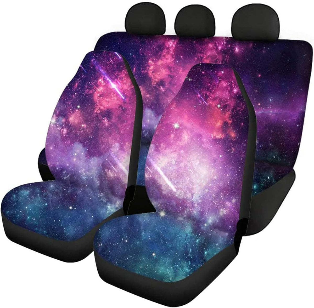 4Pcs Rainbow Color Printing Car Front Seat Covers Back Seat Protector Pads Bucket Seat Cushion M61285