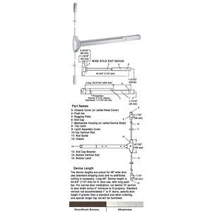 Surface Rod Panic Exit Device 48x22 Satin Aluminum L6594