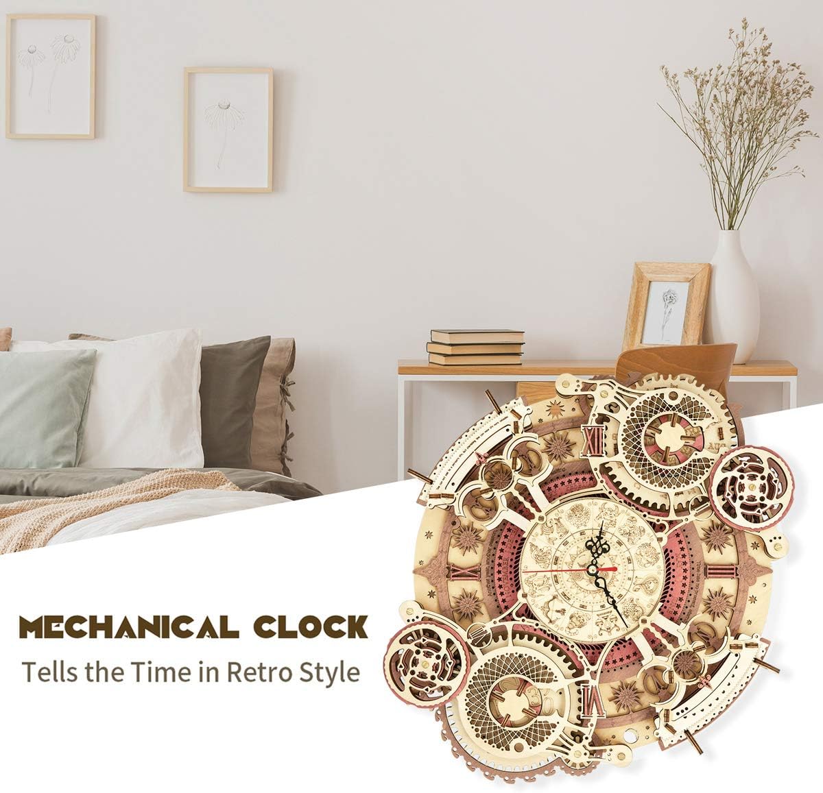 3D Wooden Puzzles Clock DIY 168 PCS Mechanical Model Kits Z821595