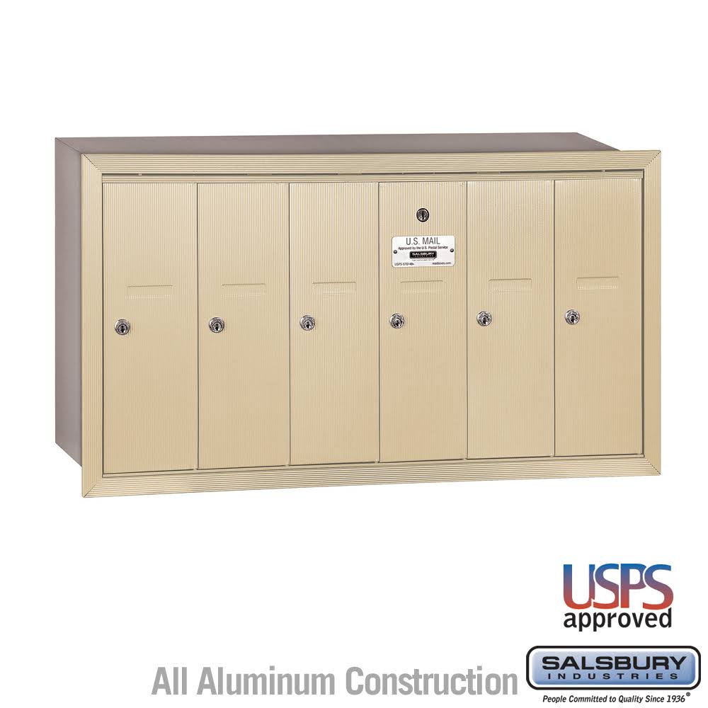 Vertical Mailbox 6 Doors Sandstone Recessed Mounted Z177