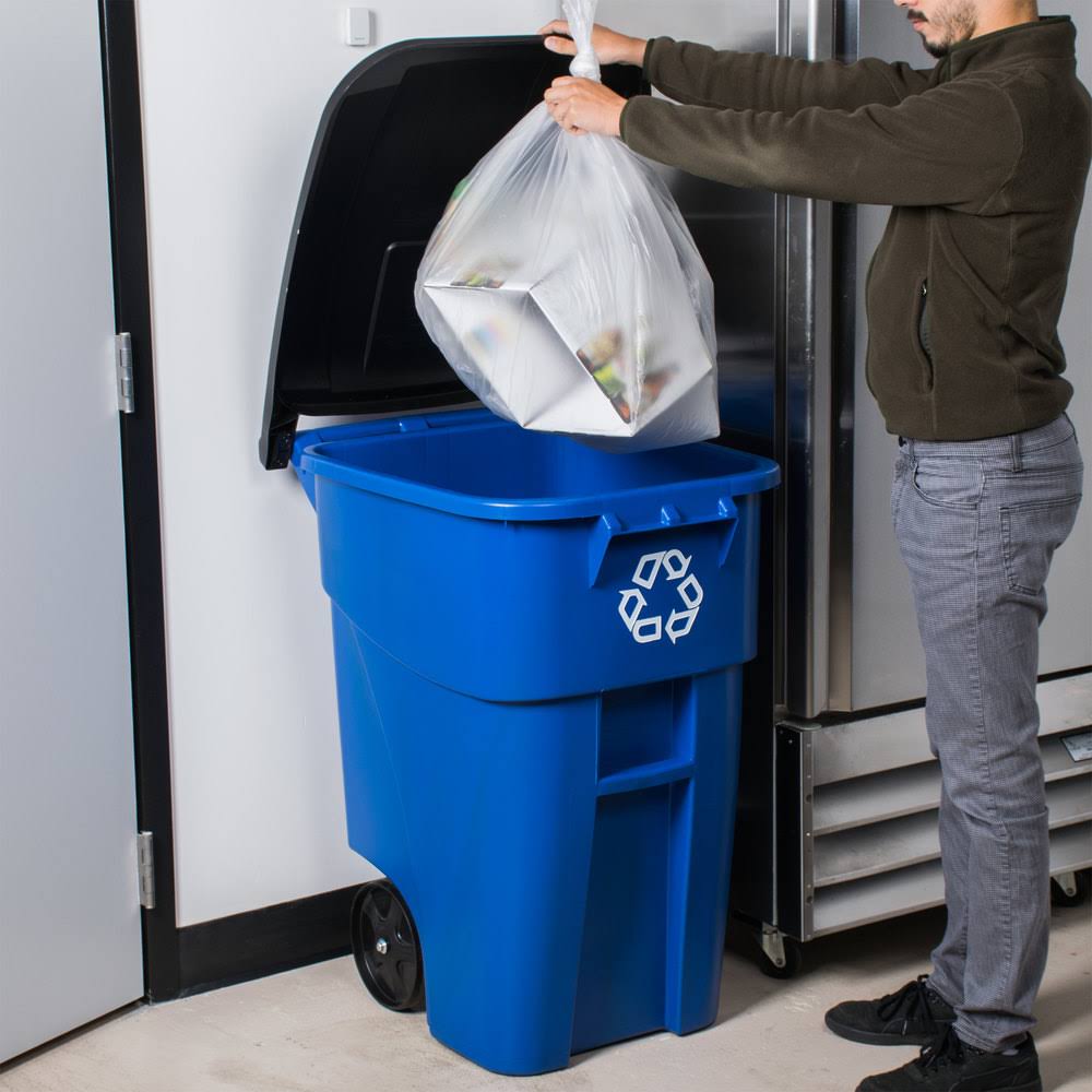 Blue 50 Gallon Recycling Rollout Container with Lid B569088