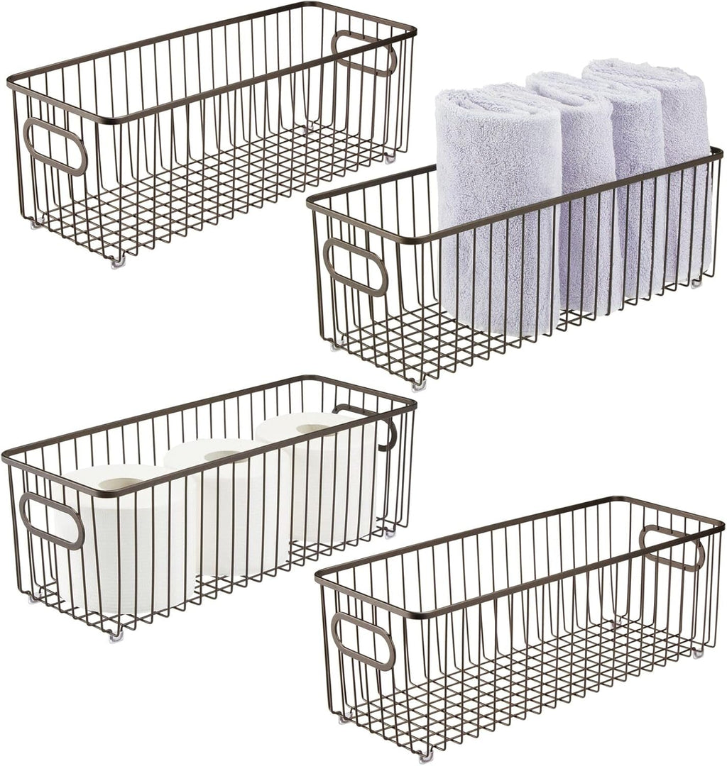 Bronze Metal Bathroom Storage Organizer Basket Bin 4 Pack O198