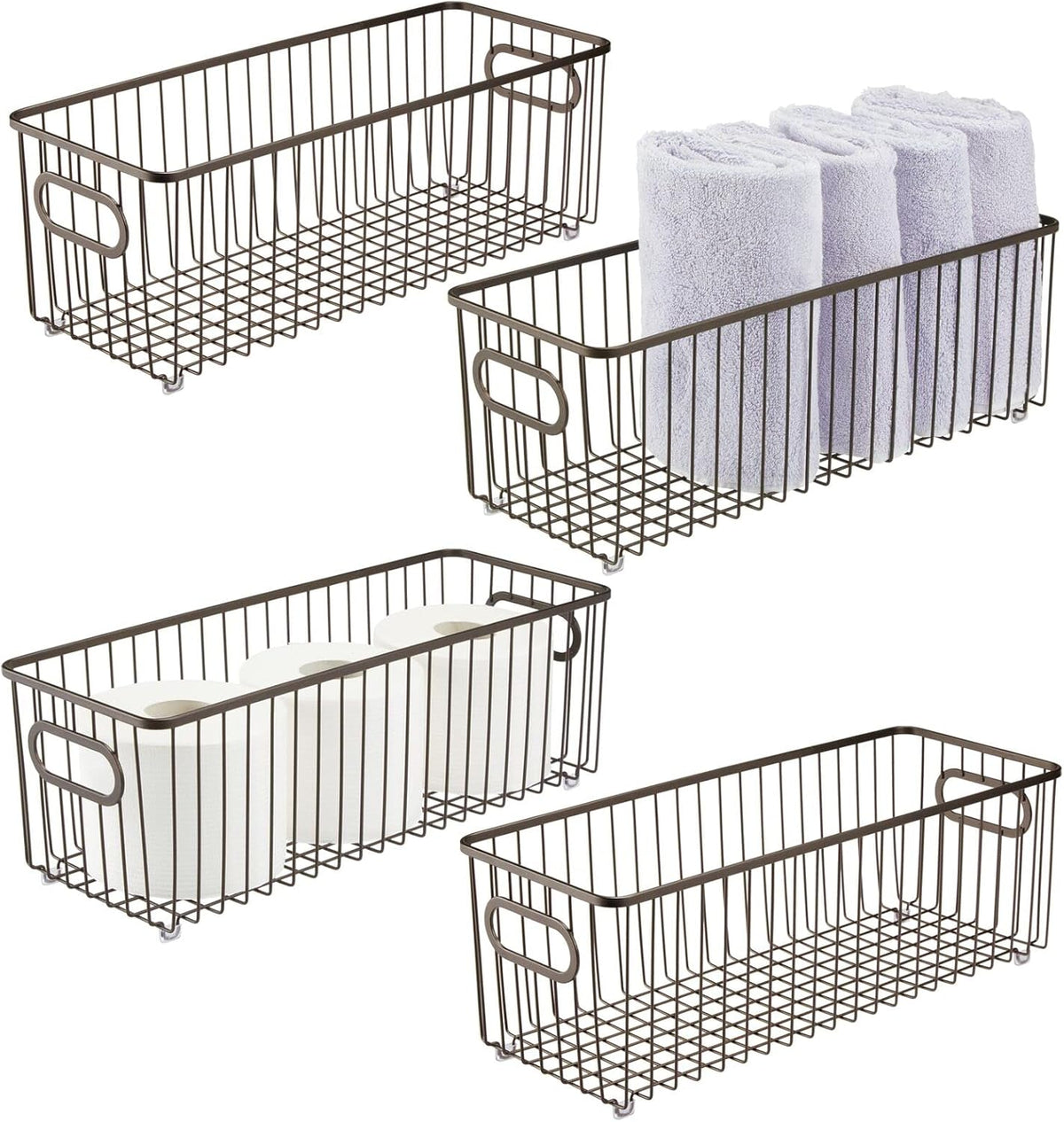 Bronze Metal Bathroom Storage Organizer Basket Bin 4 Pack O198