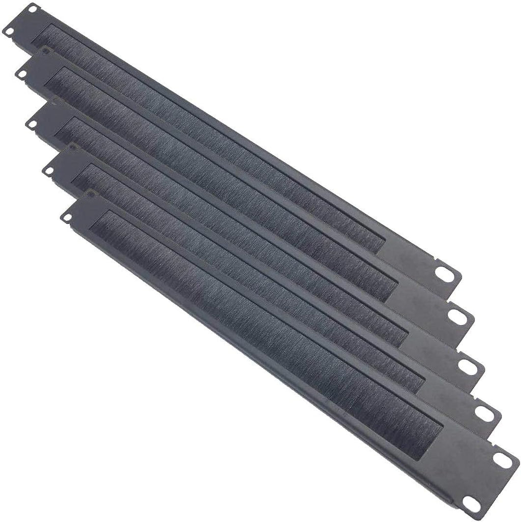 10 Pack 1U Horizontal Rack Mount Cable Management Panel with Cable Entry Brush for 19-Inch Rack Black U57458