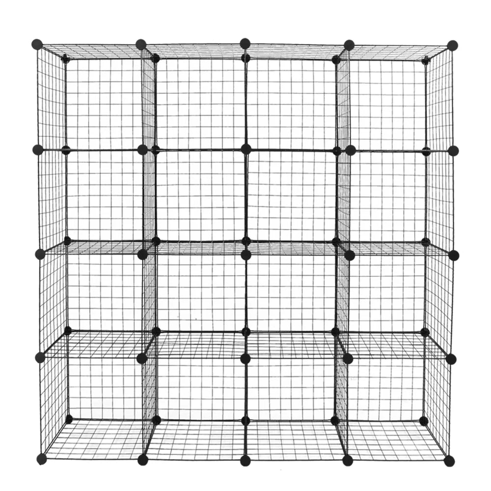 16-Cube Metal Wire Cube Storage Shelves Organizer Bookcase D9733