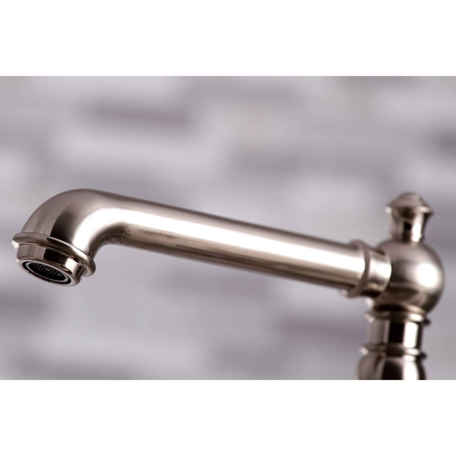 Brushed Brass Bridge Kitchen Faucet with Brass Sprayer T85201