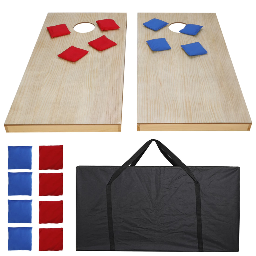 Portable Wood Cornhole Game Board Set with 8 Bean Bags & Carry Case M925