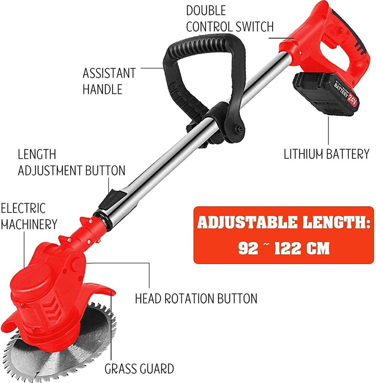 Cordless Grass Trimmer Weed Cutter Kit with 2.0 Ah Battery & Fast Charger 12 V Pack of 2 K496