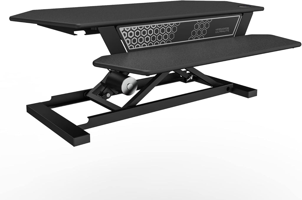 Electric Height-Adjustable Desk Riser with Keyboard and Mouse Tray, 36" x 24" White O523008
