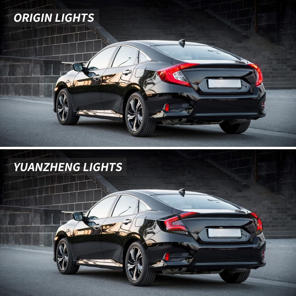 LED Clear Taillights Assembly for 2016-2020 Honda Civic Sedan, Set Z78549