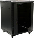 15U Wall Mount Server Cabinet with Glass Door and Casters T56315