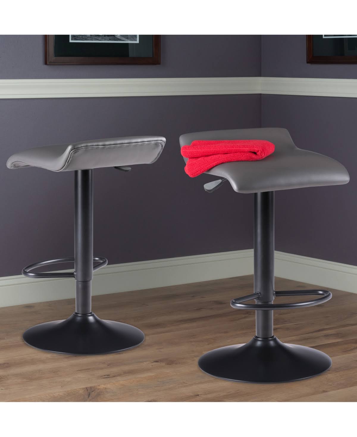 2 Piece Set Adjustable Stool - Black/Gray K406