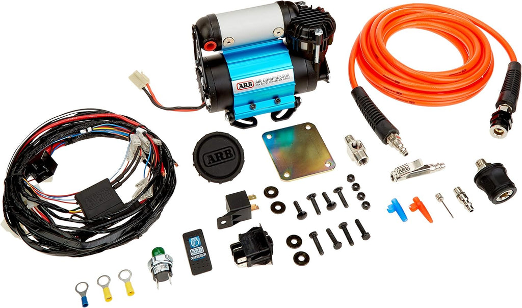 ARB Inflation Kit Air Compressor and Orange Air Hose Pump Up Kit with Quick Fitting Bundle On Board System C817113