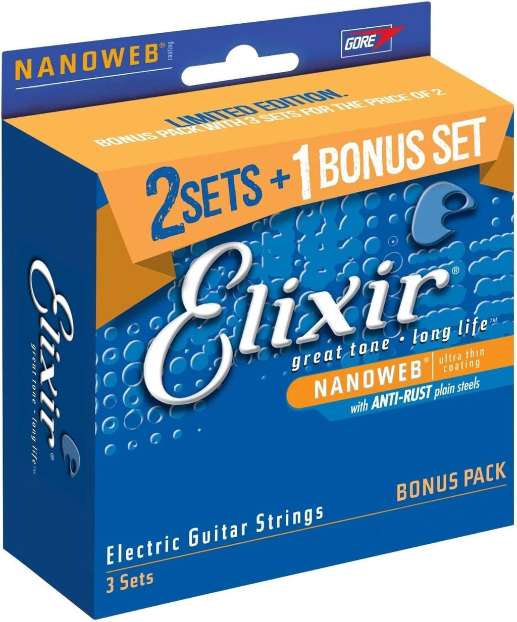 Set of 3 Nickel Plated Steel Electric Guitar Strings X59416