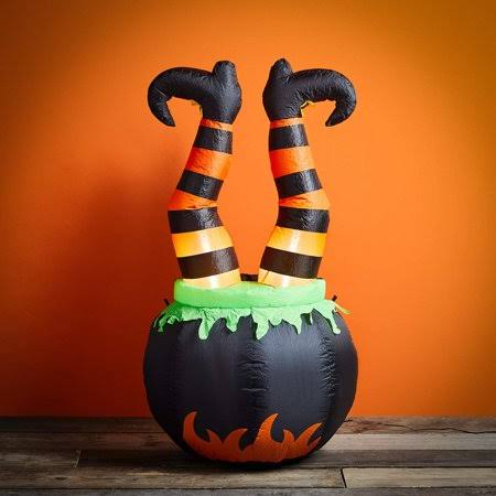 4ft Inflatable Witches Legs in Cauldron Halloween Decoration with Built-in LED Lights V29186