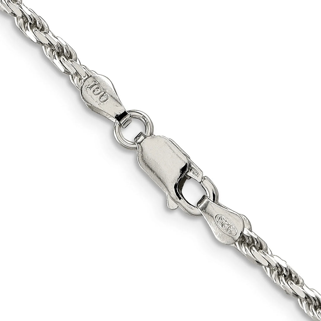 Sterling Silver Diamond-Cut Rope Chain Necklace 16 Inch T403363